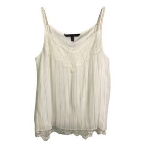 White House Black Market Top Womens XS White Floral Lace Boho Festival Sexy Cami